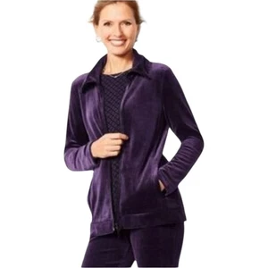 Talbots Velour Trainingsanzug Größe S Lila Full Zip Jacke Lounge Y2K Vibes Damen - Bild 1 von 13