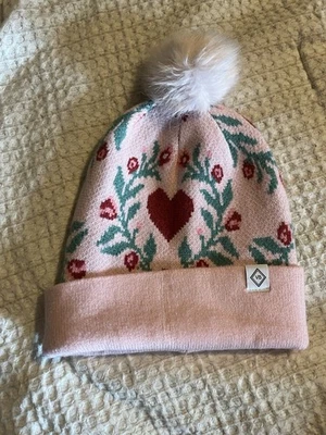Vera Bradley Rosa Corazones Rosas Pom Pom Invierno Sombrero OS Gorra Esquí Conejito Romántico Foto 1 de 4