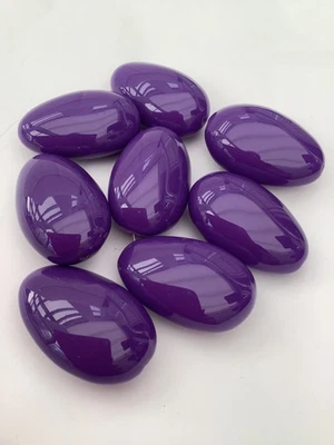 REDUCED !!   8 HUGE CHUNKY STATEMENT PURPLE STONE BEADS FOR NECKLACE MAKING VGC - Image 1 of 2