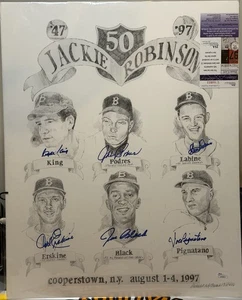 Jackie Robinson Dodgers 1947 50th Anniversary Auto Lithograph #131/1400 JSA - Picture 1 of 8