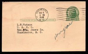 RARE-AUGUST 6, 1945 U. S. C. G.-SIGNIFICANT DATE-FIRST ATOMIC BOMB POSTAL CARD - Picture 1 of 2