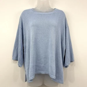 Eileen Fisher Pullover Damen XL Babyblau Bio Baumwolle Seide kastig leise Luxus - Bild 1 von 11