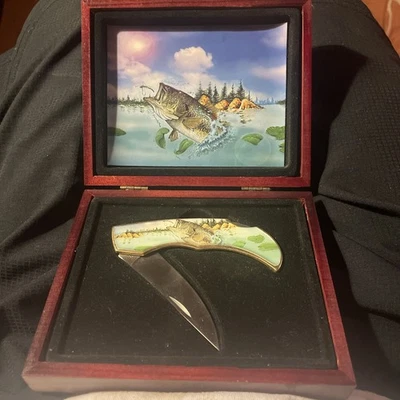 NIB Bass Fish Single Blade Folding Pocket Knife  - Image 1 of 3