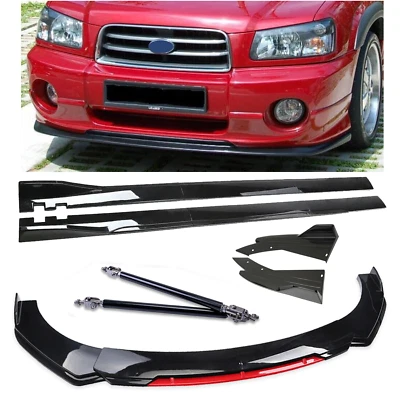 For Subaru Forester Front Bumper Lip Splitter Spoiler Glossy Black Red Body Kit Foto 1 de 4