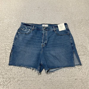 Pantalones Cortos Abercrombie Fitch Mujer 34 Azul The Dad Tiro Alto Corte Denim Dividido - Imagen 1 de 15
