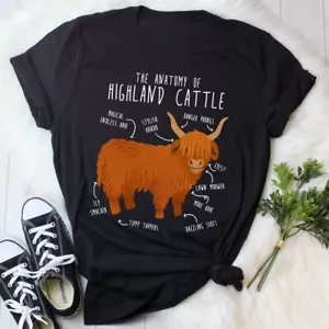 Highland Cow Shirt, Women Men, Funny Cow Lover Gift, Cute Farmer T-shirt, Liv... - Picture 1 of 14