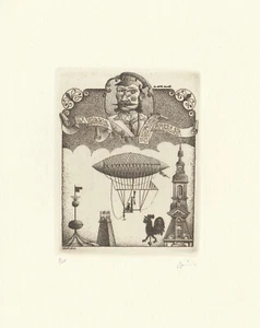 Exlibris - ERHARD BEITZ - For Siegfried Bresler - Dirigible/Aeronautics - Signed - Picture 1 of 1