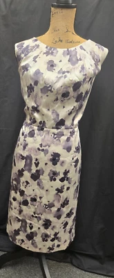 Ann Taylor Purple Silk Watercolor Print Cocktail Sheath Dress Women’s Sz 14 - Image 1 of 4