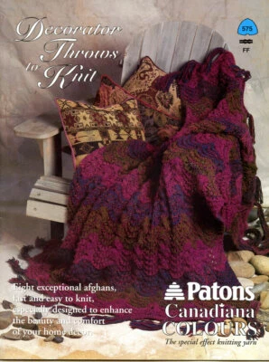 Libro de patrones afgano/tiro Patons "Decorador lanza para tejer" 575FF NOS Foto 1 de 4