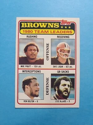CLEVELAND BROWNS 1981 TOPPS TEAM LEADERS FOOTBALL CARD # 113 G8855 - Image 1 of 2