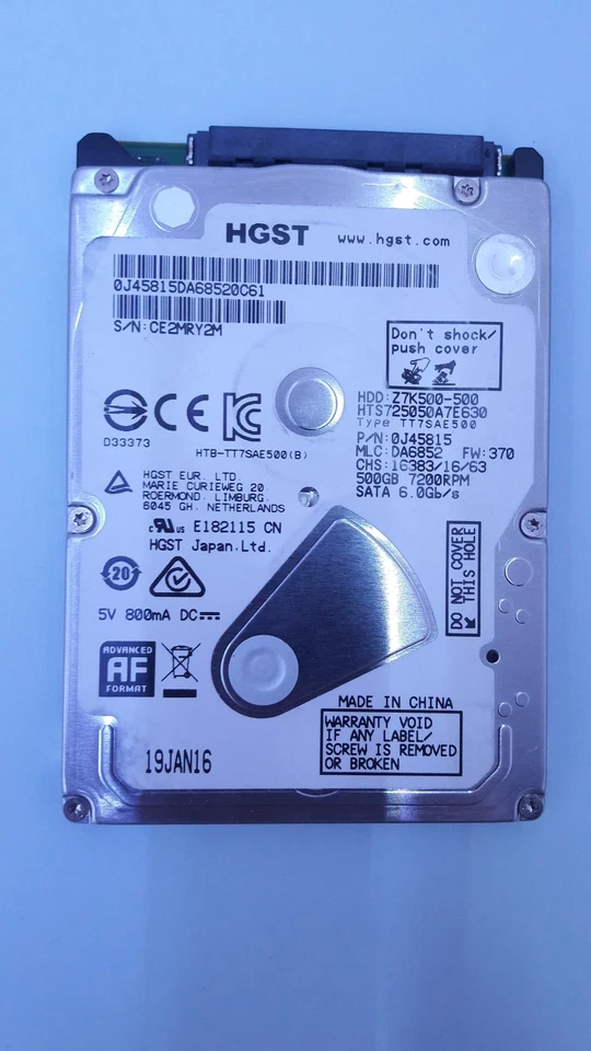 HGST Z7K500-500 HTS725050A7E630 500 GB 7200 RPM SATA ** geprüft ** SMART ok - Bild 1 von 1