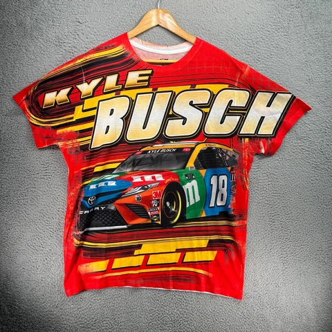 NASCAR Kyle Bush M and M Racing T Shirt Full Art Graphic Size XL All Over Print Cover