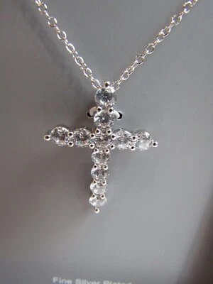 Nuevo en caja Collar Cruz Believe Brilliance Chapado en Plata Fina Circonita Cúbica 18"+2" Foto 1 de 4