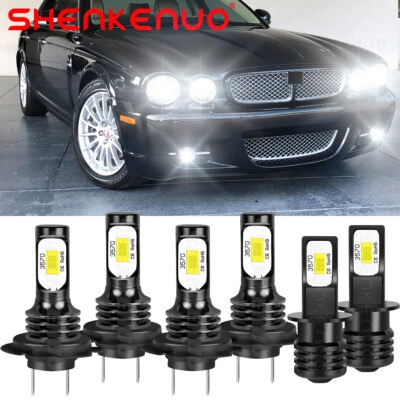 Kits de bombillas antiniebla altas/bajas de faros LED de 6000 k 6 piezas para Jaguar XJ8 2004 2005-2008 Foto 1 de 4