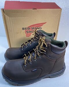 Red Wing's ASTM F2413-18 Steel Toed Boots US 10.5 Brown Waterproof In Box