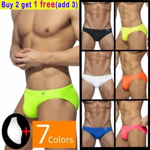 Mens Low Waist Swimming Shorts Swim Briefs TrunksPants Swimsuit With Pads - Picture 1 of 45