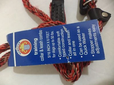 Hamilton London Quick Red Braid Dog Collar & Leash Combo 6' L X 5/16" W Black Re - Image 1 of 2