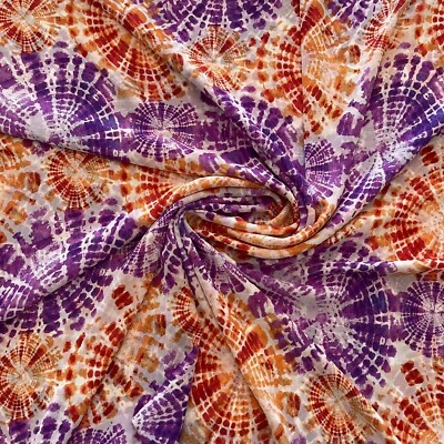 Tela de chifón transparente con estampado de polietileno multicolor púrpura naranja Foto 1 de 2