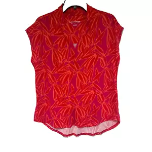 Soft Surroundings Petite Medium rot/lila/orange tropischer Druck Flügelärmel Top - Bild 1 von 5
