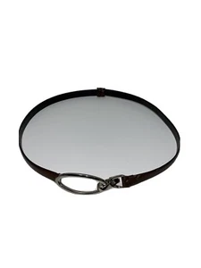 Women's S/M Small Medium Brown Belt Chrome Hook /claw Loop Oval Hardware - Picture 1 of 12