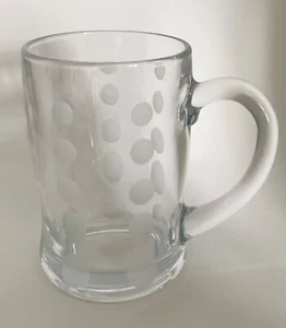 Mikasa Mug Tankard CHEERS Beer Clear Glass Incised Etched Dot Spot 15oz France - Picture 1 of 9