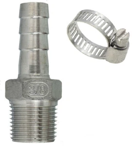 Attacco tubo barba 3/8"" NPT X 1/4"" ID tubo sabbiatura per kit ugelli sabbiatore - Foto 1 di 3
