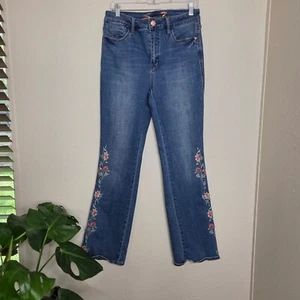 Seven7 Bombshell High Rise Bootcut Jeans Floral Embroidered Denim Size 10 - Picture 1 of 11