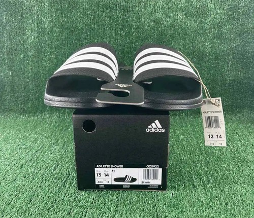 ADIDAS Sandali Adilette da uomo slides doccia nero bianco nuovi taglia 13 da uomo