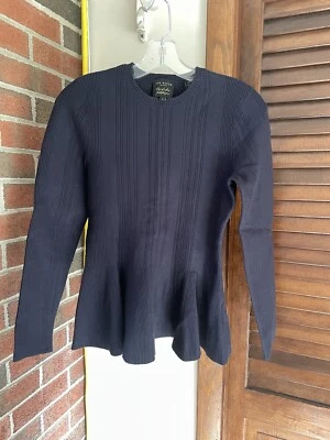 Ted Baker women's long sleeve navy sweater, (size 1 is equal to US 4) and peplum - Image 1 of 4