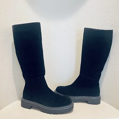Anthropologie Splendid Amalia Botas Negras Gamuza Hasta la Rodilla Talla US 10 NUEVAS Foto 1 de 4