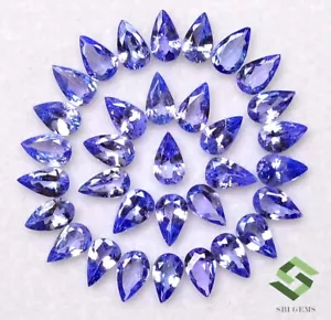 Lotto 5x3 mm pera e taglio ovale tanzanite naturale pera e tanzanite 25 pz pietre preziose sciolte calibrate - Foto 1 di 8