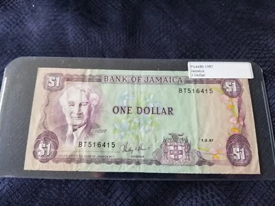 Jamaica 1 Dollar 1987 Pick #68b Very Fine - Serial #BT516415 - Image 1 of 2