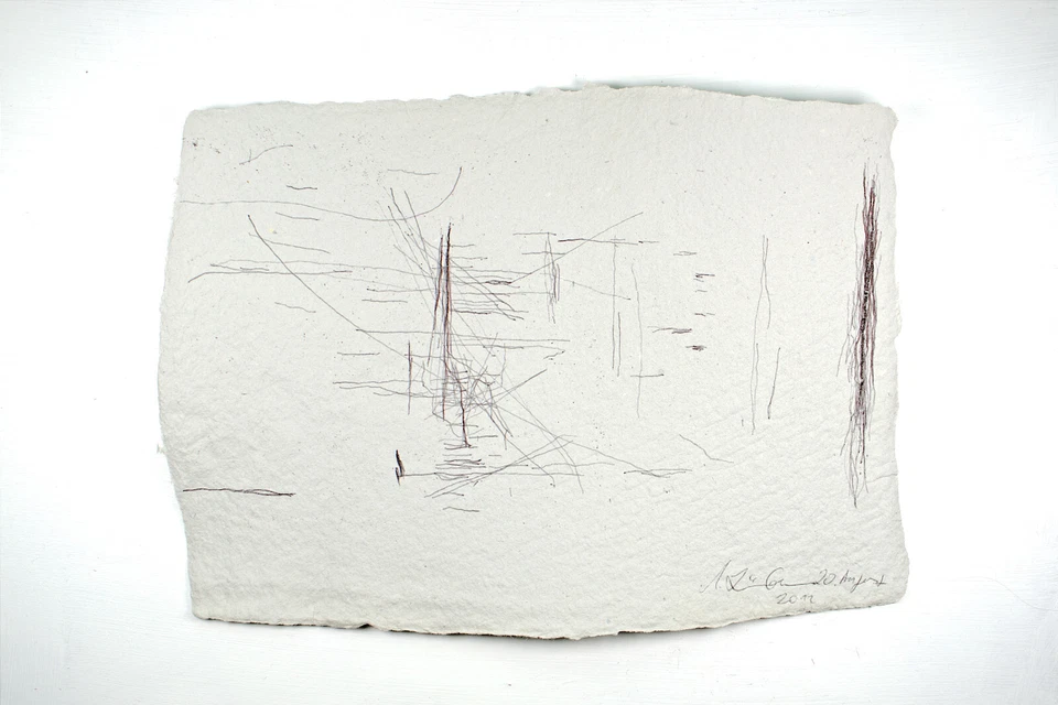 Papel hecho a mano tinta dibujo "Sísifo" Prof.em. Andreas Loeschner-Gornau a20 Foto 1 de 1