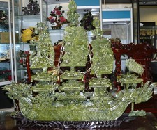 FACTORY SALE: LARGE 38" GREEN JADE DRAGON BOAT (BJ100)