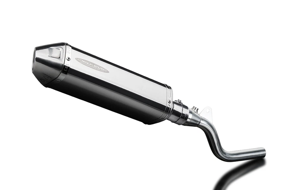 Delkevic 一脚蹬排气带 13 英寸三椭圆形不锈钢消声器适用于 KLX300 — 第 1/4 张图片