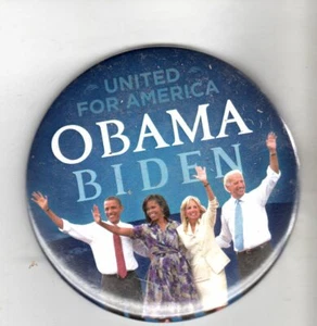 POLITIK ANSTECKNADEL (2008) "OBAMA BIDEN United For America" Pin mit Ehepartnern - Bild 1 von 1