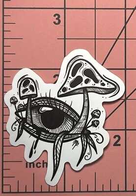 Evil Eye Growing Mushrooms - Hippie Mushrooms Pen And Ink Style EMO Horror - Image 1 of 4