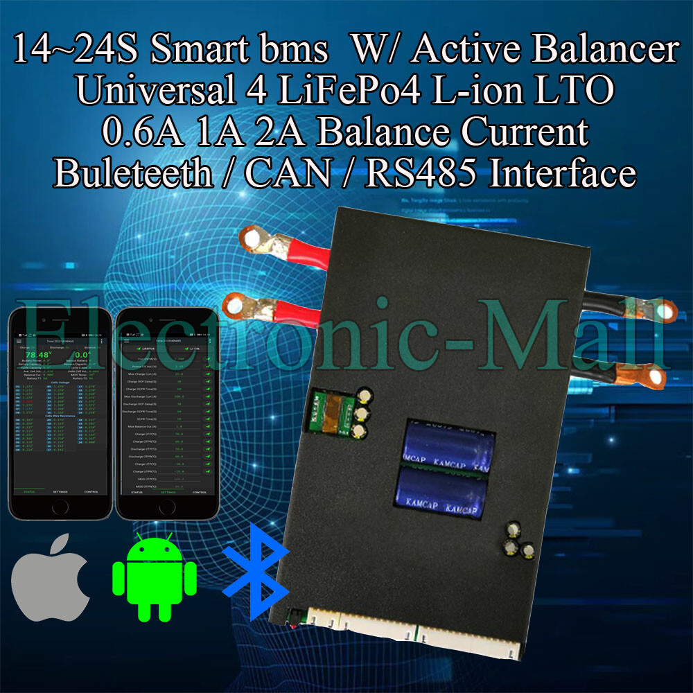 3 24s 0 500a Smart Battery Protection Bms Pcm Lfp Lipo Bt Rs485 Can W Fan Ip65 Ebay