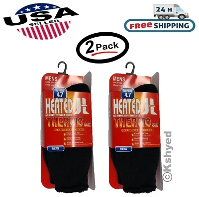 (2 Pack) MENS HEATED THERMO SOX INSULATED SOCKS " 4.7 Tog rating & Ski Fur Line - Image 1 of 4