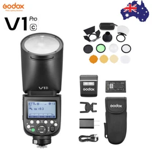 Godox V1Pro C TTL HSS Round Head Flash For Canon + AK-R1 Accessory Set - Picture 1 of 12
