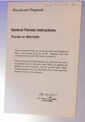Brother Knitting Machine Punch card Large Ticking Fairisle Pattern Card - Image 1 of 2