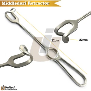 Retractor quirúrgico Middledorf romo 22 cm/22 mm tejido maxilofacial retracción - Imagen 1 de 3