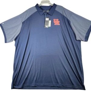 Antigua UH Houston Cougars Performance Golf Polo Shirt Striped Sleeve Navy 4XL - Picture 1 of 8