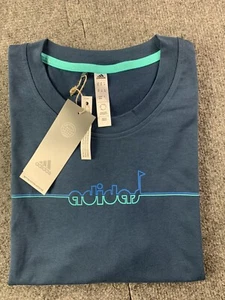 ADIDAS Golf Mens Graphic Print Crew Neck Short Sleeve Golf Tee Shirt Sz XL Blue - Picture 1 of 9
