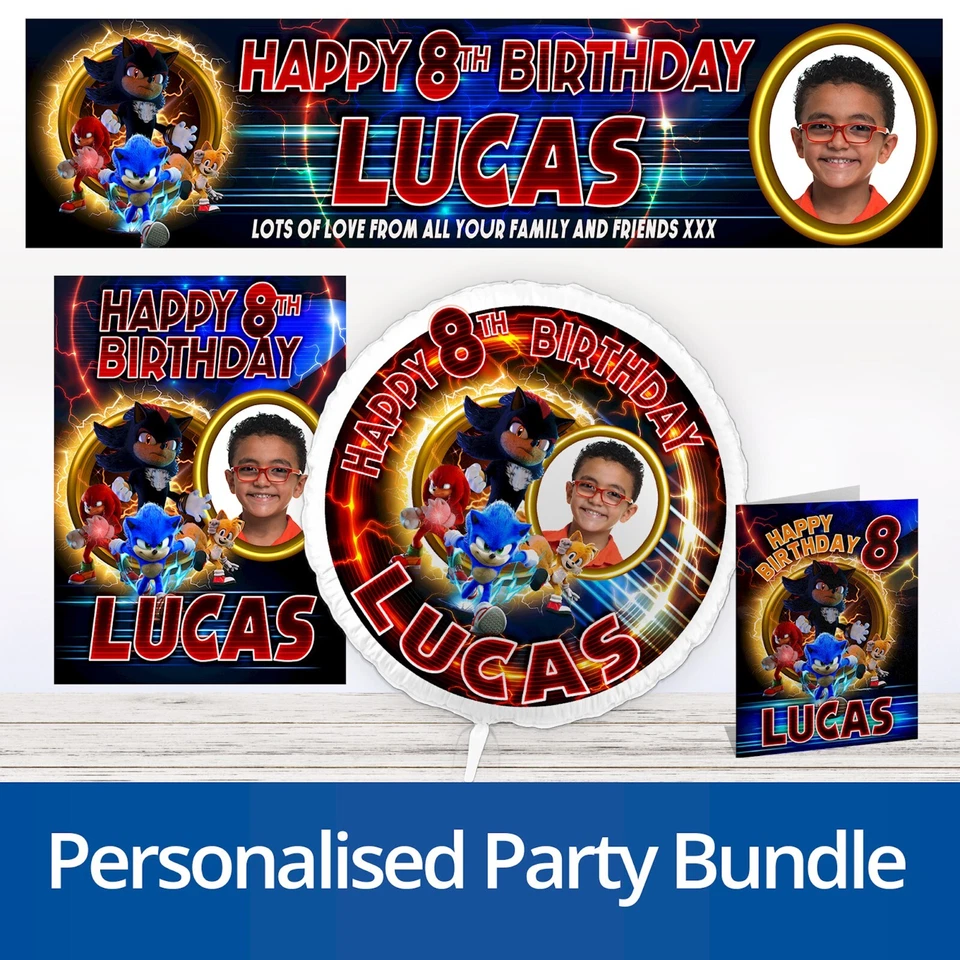 Sonic & Shadow the Hedgehog Personalised Party Bundle - Image 1 of 4