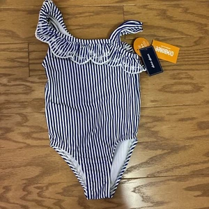 Gymboree Girls 4T Splish Splash Bathing Blue/white Striped UPF 50 NWT - Picture 1 of 6