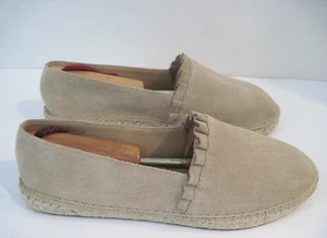 Talbots Izzy Ruffle Tan Suede Espadrilles Flat Slip on Size 8 1/2 NEW! - Picture 1 of 6