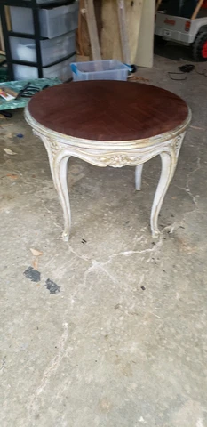Vintage French Louis XV Floral Satinwood Inlay Round Walnut Coffee Table Table Cover