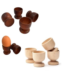 Wooden Egg Cups Beech Wood Set of 1-20 Brown or Natural Finish - Picture 1 of 19