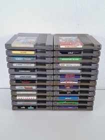 Lotto di 24 giochi Nintendo NES; Bubble Bobble, Adventure Island, Lolo, Paperboy